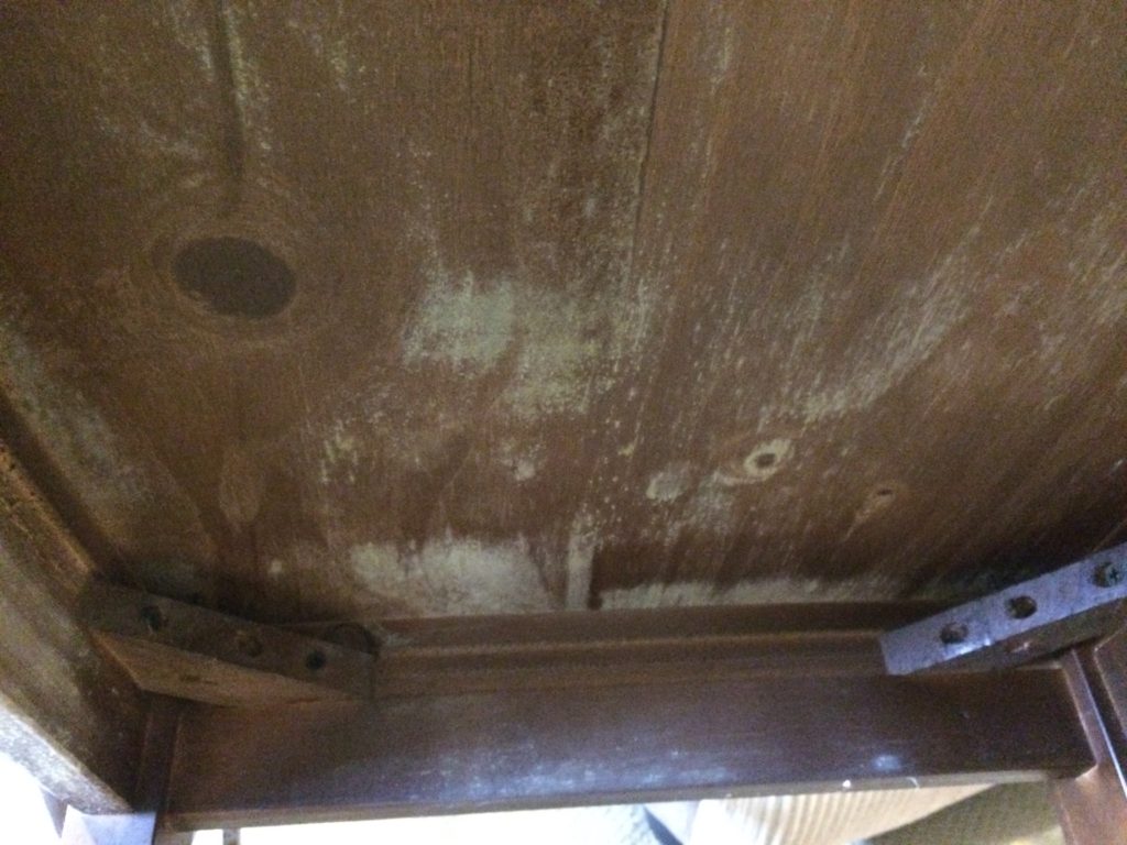 mould growing on wooden dining room table